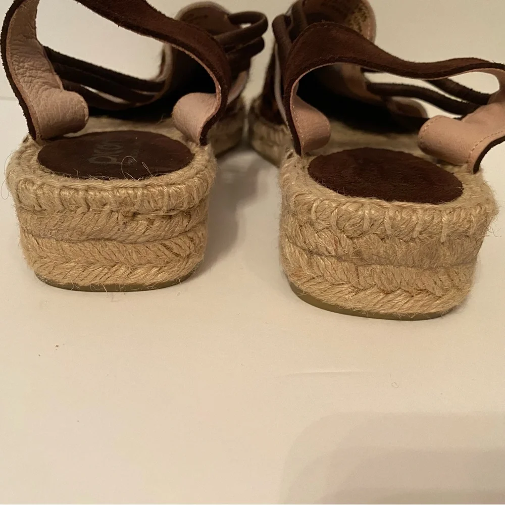 NEW PICON ESPADRILLE SHOES BROWN ANIMAL PRINT LEATHER HANDMADE SPAIN SIZE 7.5